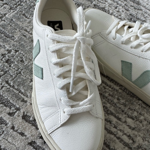 Veja Women's White and Sage Sneakers - Picture 3 of 5